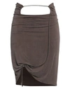 Jacquemus Woman Mini Skirt Dark Brown Size L Cupro, Elastane
