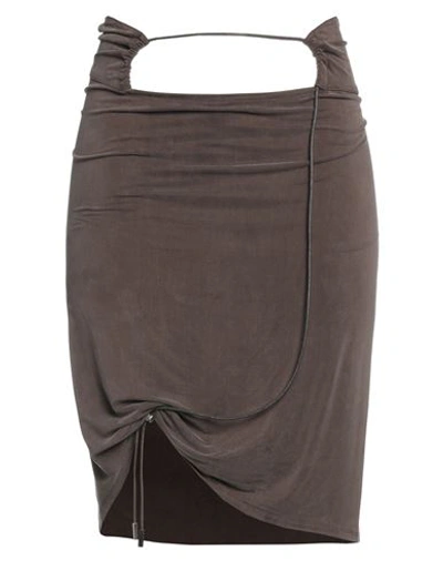 Jacquemus Woman Mini Skirt Dark Brown Size M Cupro, Elastane