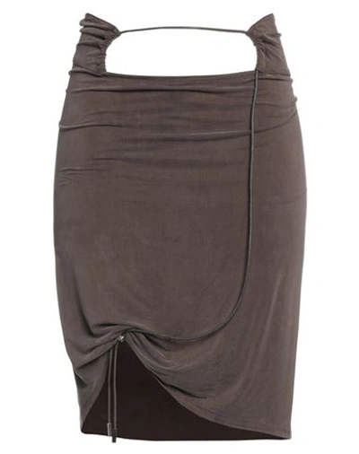 Jacquemus Woman Mini Skirt Dark Brown Size L Cupro, Elastane