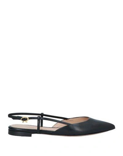 Gianvito Rossi Ascent 05 Leather Slingback Point-toe Flats In Black