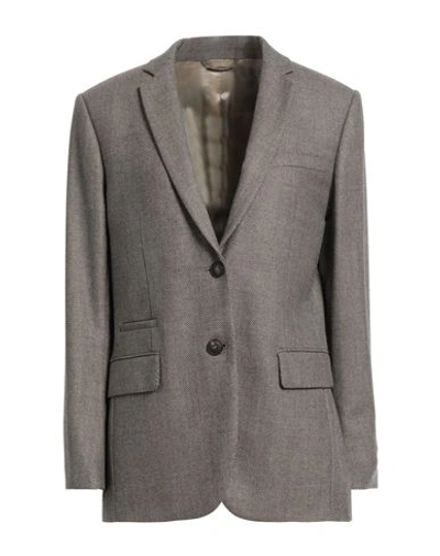 Gentryportofino Woman Suit Jacket Dark Brown Size 12 Virgin Wool