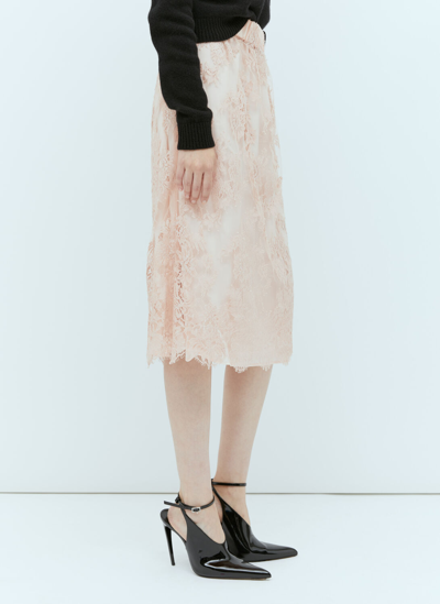 Gucci Floral Lace Midi Skirt In Pink