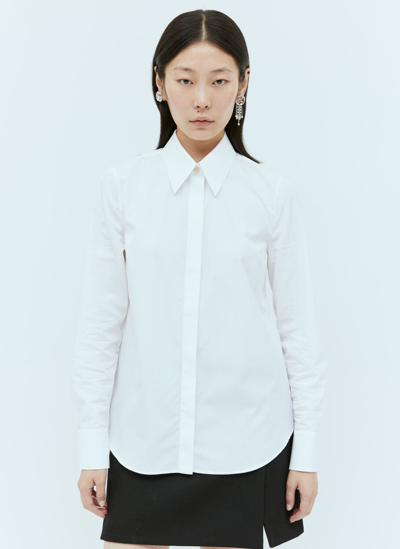 Gucci Logo Embroidery Cotton Shirt In White