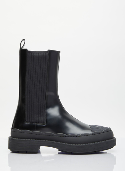 Gucci Interlocking G Leather Boots In Black