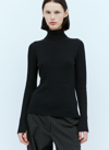 Ganni Turtleneck Sweater With Back Cut Out In Black