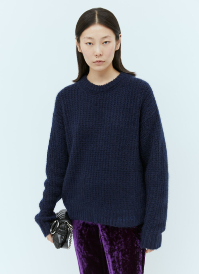 Gucci Chunky Knit Crewneck Jumper In Navy