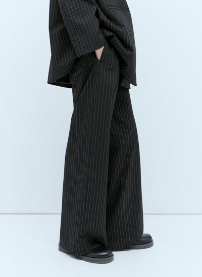 Ganni Pinstripe High-rise Suit Pants In Black