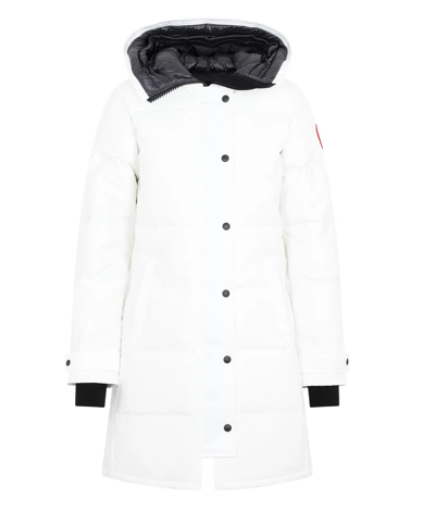 Canada Goose Button Hooded Coat In White