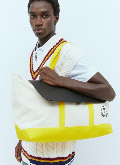 Moncler Genius Logo Patch Canvas Tote Bag In Yellow