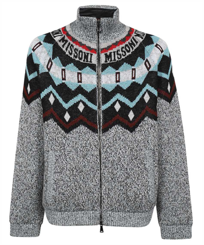 Missoni Wool Knit Jacket In Multicolor