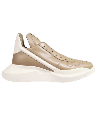 Rick Owens Leather Trainers In White