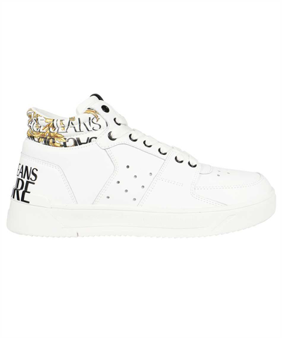 Versace Jeans Couture Logo Detail Leather Sneakers In White