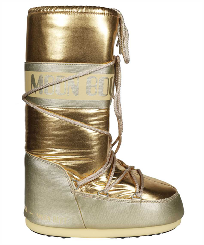 Moon Boot Icon Metallic Lace-up Snow Boots In Gold