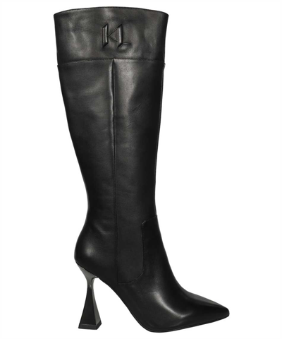 Karl Lagerfeld Leather Boots In Black
