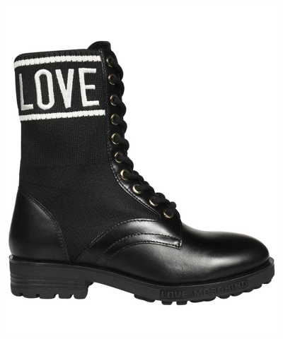 Love Moschino Lace-up Ankle Boots In Black