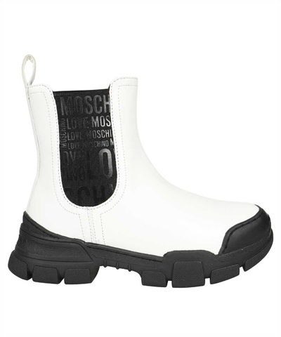 Love Moschino Leather Ankle Boots In White