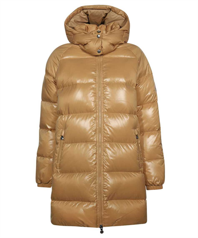 Pyrenex Long Hooded Down Jacket In Brown