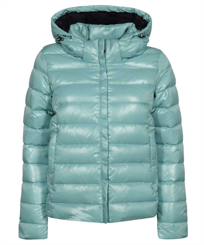 Pyrenex Hooded Short Down Jacket In Light Blue