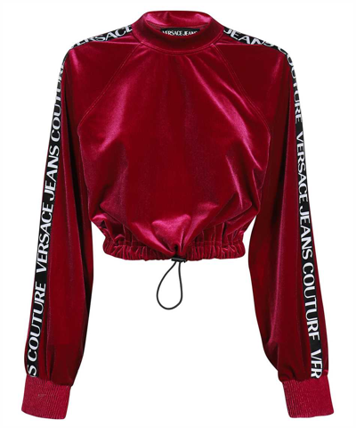 Versace Jeans Couture Cropped Sweatshirt In Burgundy