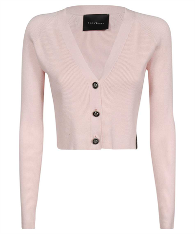John Richmond Cropped-length Knitted Cardigan In Pink