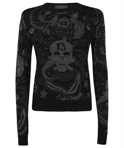 John Richmond Long Sleeve Crew-neck Jumper In Black