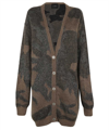 John Richmond Panelled Knit V-neck Cardigan In Khaki