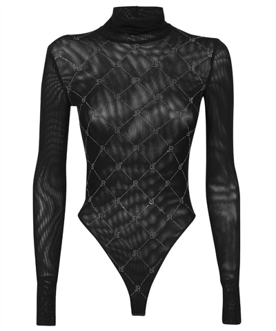 John Richmond Tulle Bodysuit In Black