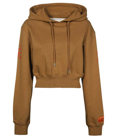 Heron Preston Cotton Hoodie In Brown