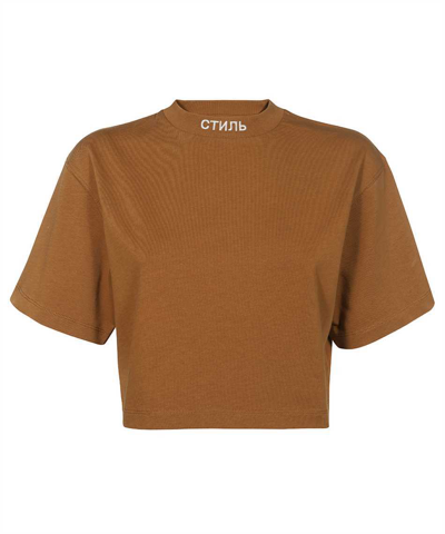 Heron Preston Logo Detail Cropped T-shirt In Brown