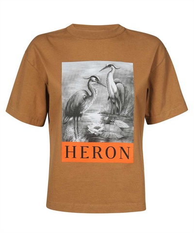 Heron Preston Printed Cotton T-shirt In Brown