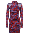 Versace Jeans Couture Floral Ruched Mini Bodycon Dress In Pink