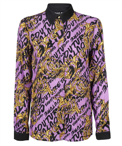 Versace Jeans Couture Printed Viscose Shirt In Purple