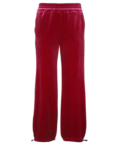 Versace Jeans Couture Velvet Trousers In Burgundy