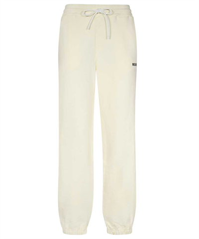 Msgm Logo Print Sweatpants In Ecru