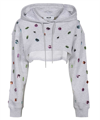 Msgm Crystal-embellished Hoodie In Grey