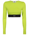 Msgm Long Sleeve Crop Top In Green