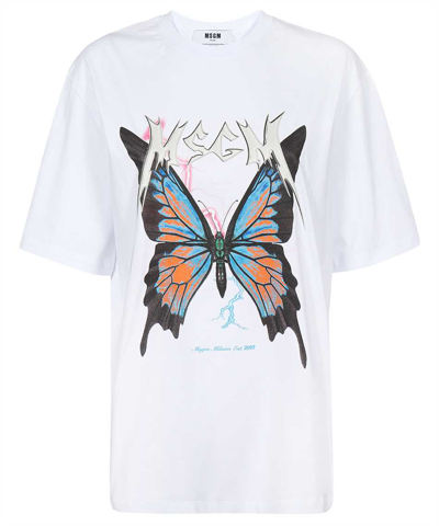 Msgm Printed Cotton T-shirt In White