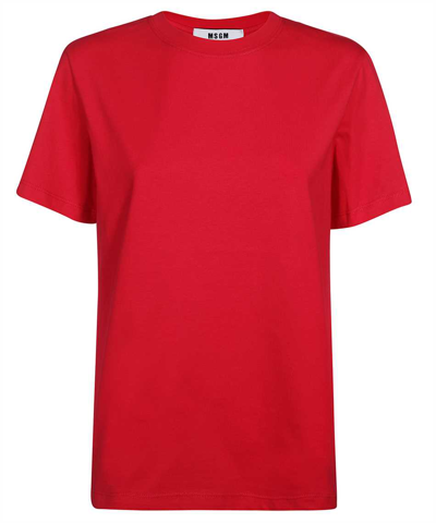 Msgm Printed Cotton T-shirt In Red