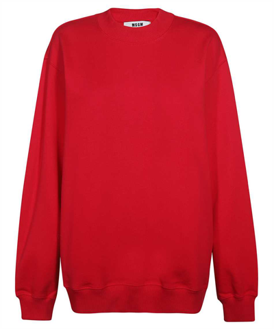 Msgm Cotton Crew-neck Sweatshirt In Red