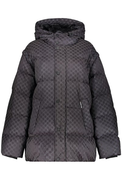 Karl Lagerfeld Hooded Nylon Down Jacket In Black