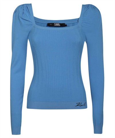 Karl Lagerfeld Viscose Top In Blue