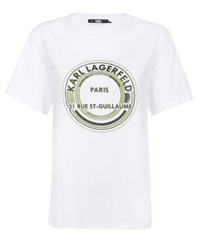 Karl Lagerfeld Printed Cotton T-shirt In White