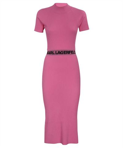 Karl Lagerfeld Knitted Dress In Pink