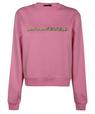 Karl Lagerfeld Cotton Crew-neck Sweatshirt In Pink