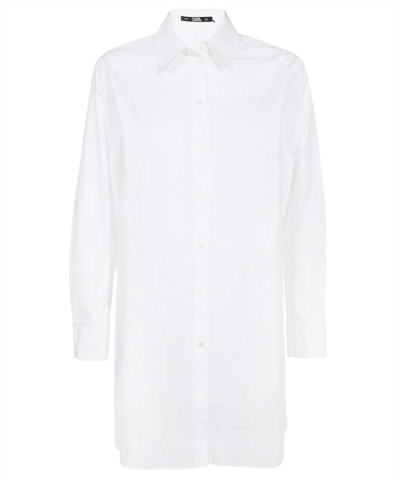 Karl Lagerfeld Long Cotton Shirt In White