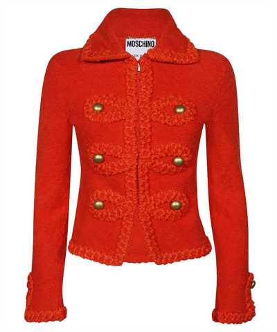 Moschino Single-breasted Cotton Blazer In Red