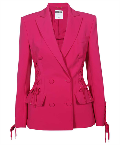 Moschino Double Breasted Blazer In Fuchsia