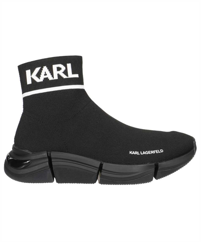 Karl Lagerfeld Knitted Sock-sneakers In Black