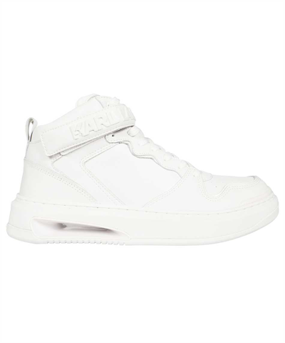 Karl Lagerfeld Logo Detail Leather Sneakers In White
