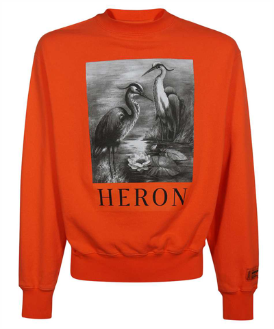 Heron Preston Cotton Crew-neck Sweatshirt In Orange